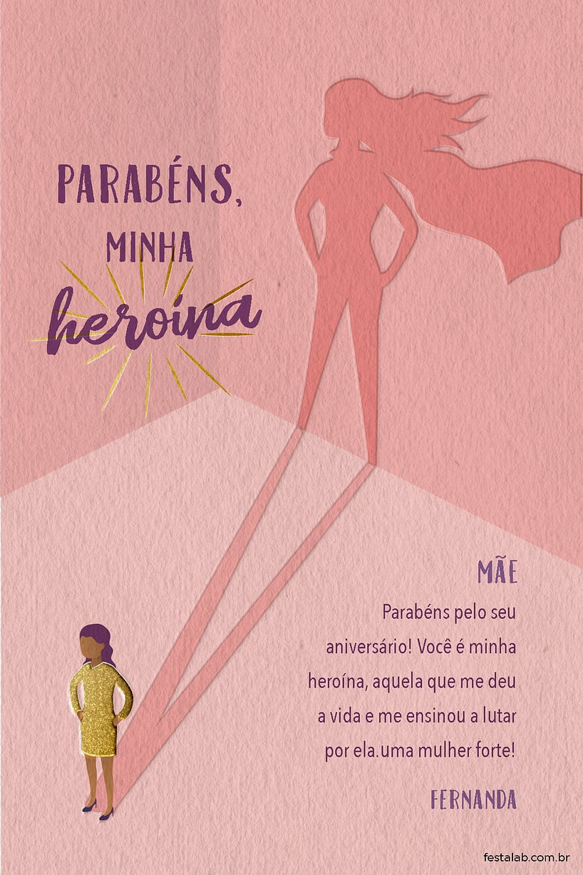 Cartao de Aniversario Adulto - Heroi Mulher