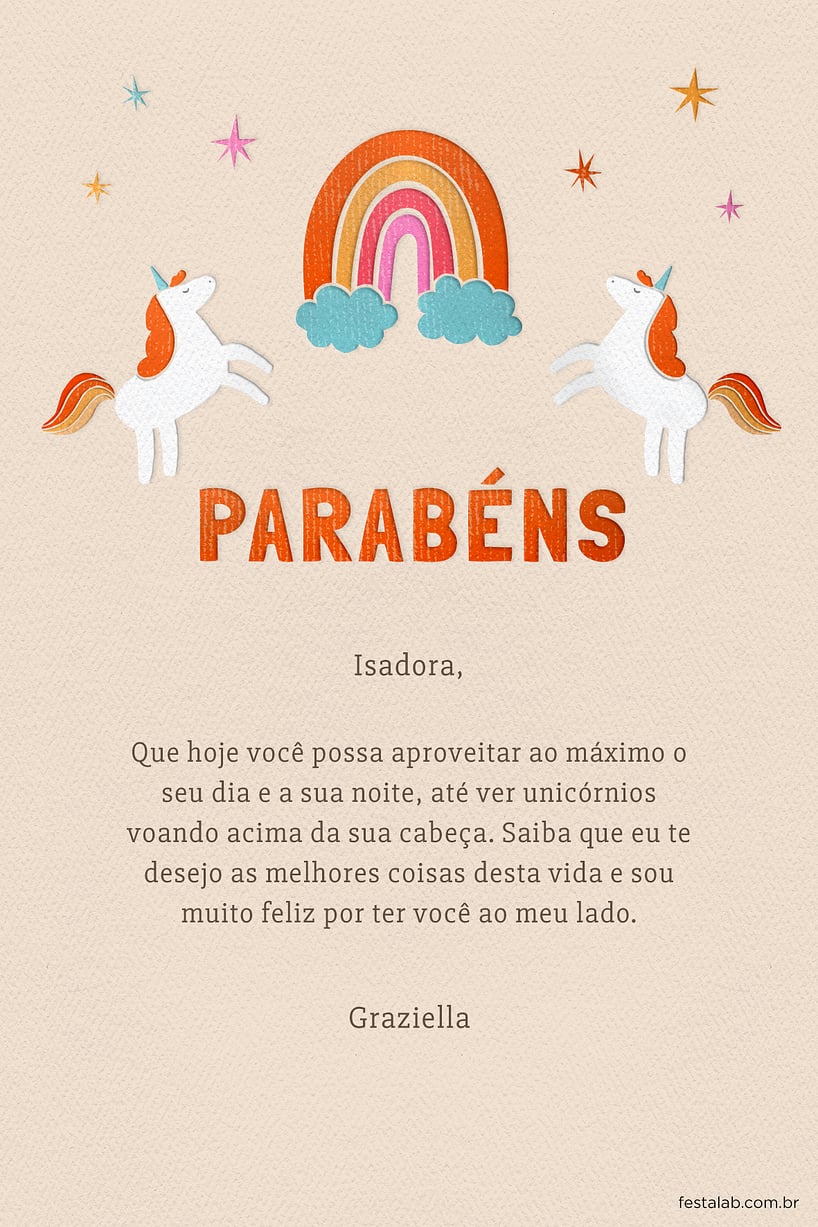 Crie seu Cartão de Aniversário - Unicórnio Vintage com a Festalab