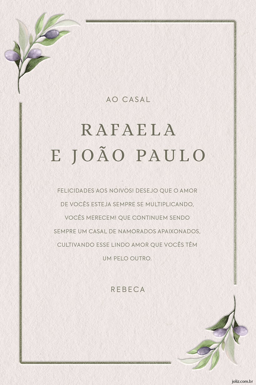 Cartao de Casamento - Oliveiras Serenas