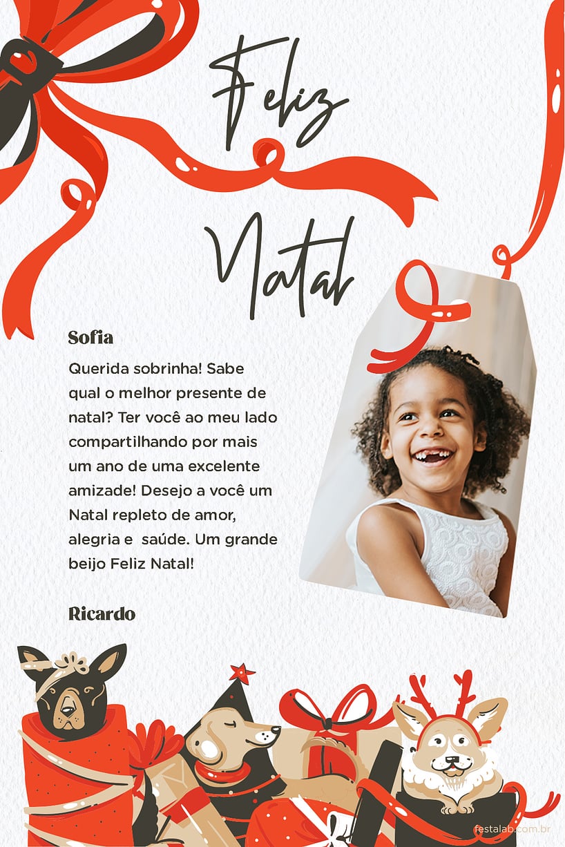 Cartao de Ocasioes especiais - Cachorrinhos no Natal