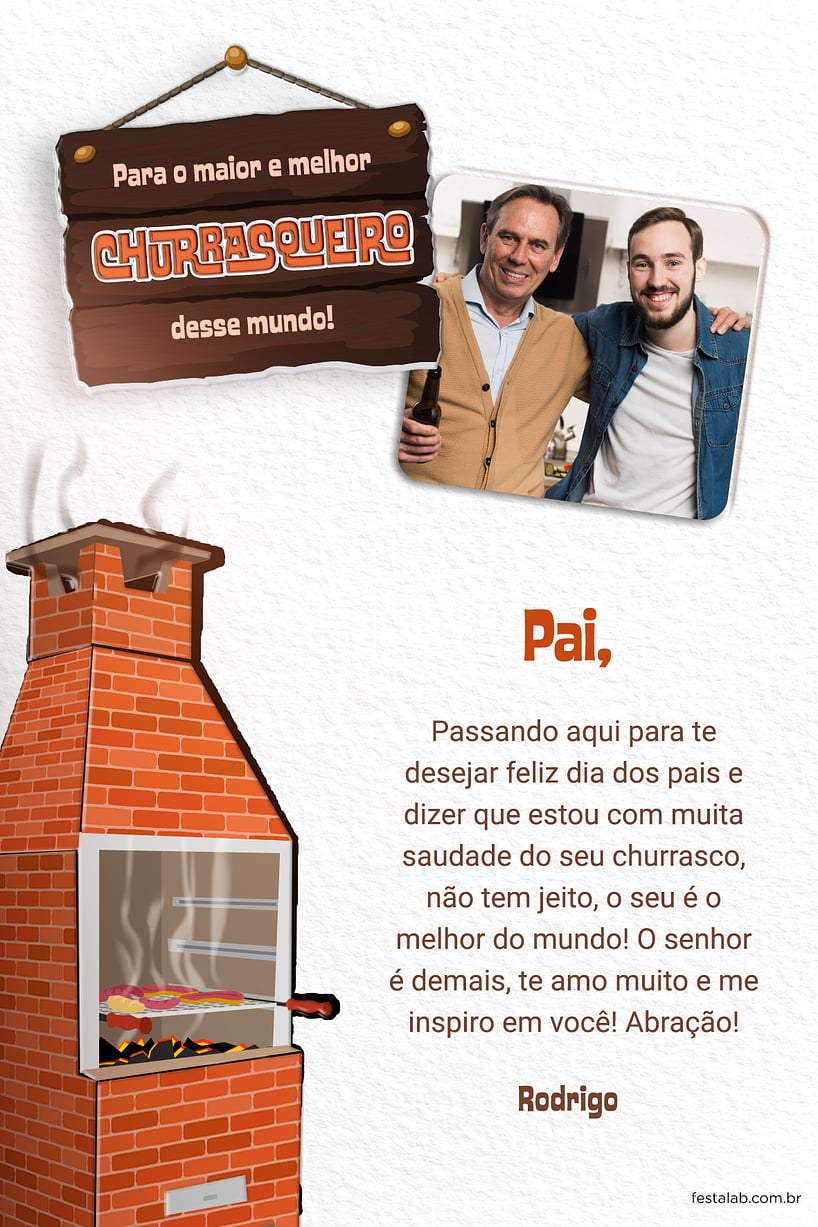 Cartao de Ocasioes especiais - Churrasco de pai