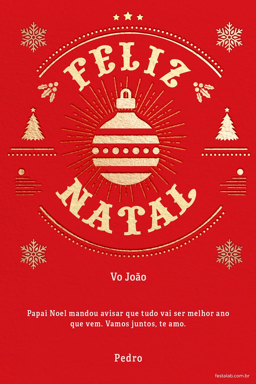 Cartao de Ocasioes especiais - Natal classico vermelho