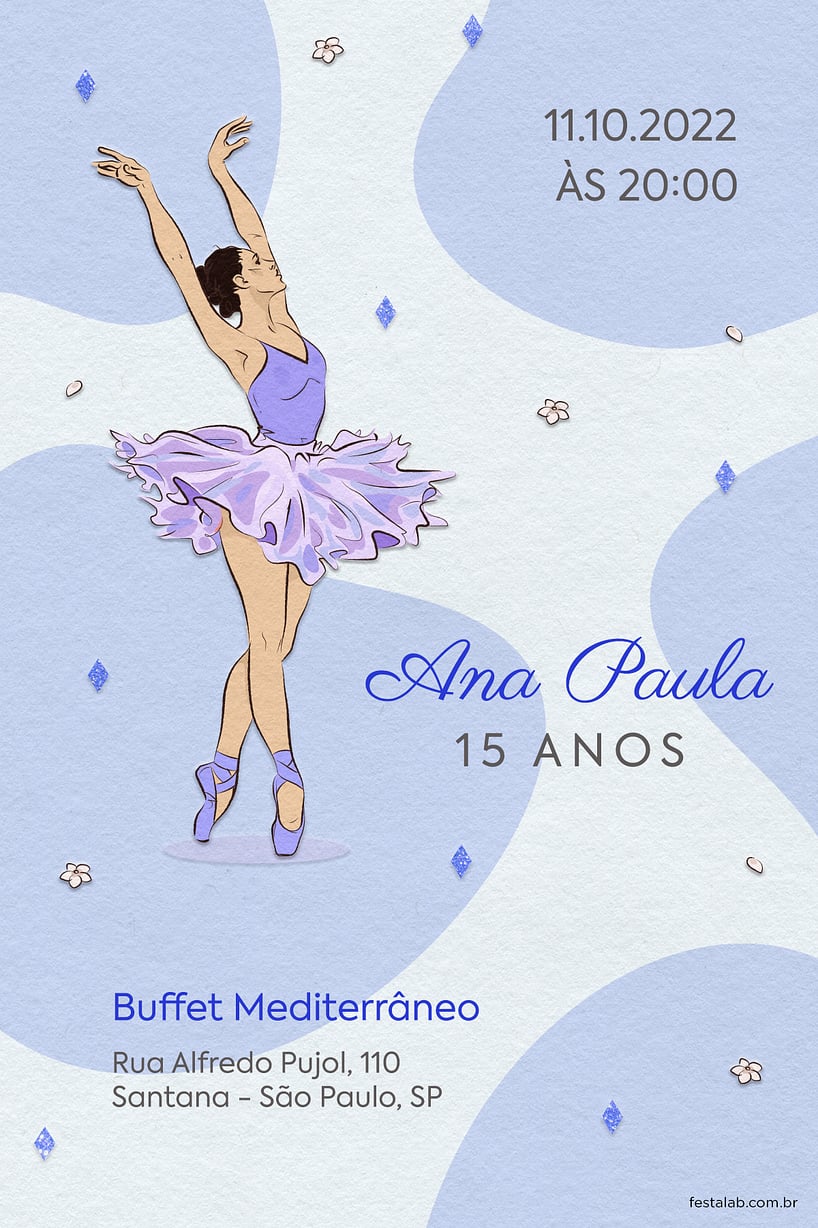 Convite de Aniversario de 15 anos - Uma Celebracao Bailarina