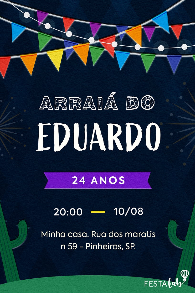 Convite de Aniversario Adulto - Arraia da Galera