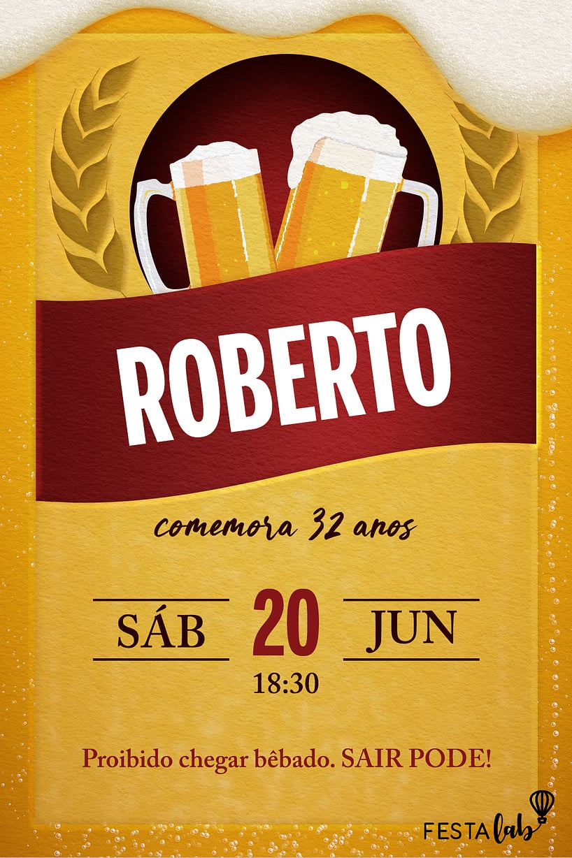 Criar convite de aniversário - Cerveja de Boteco| FestaLab