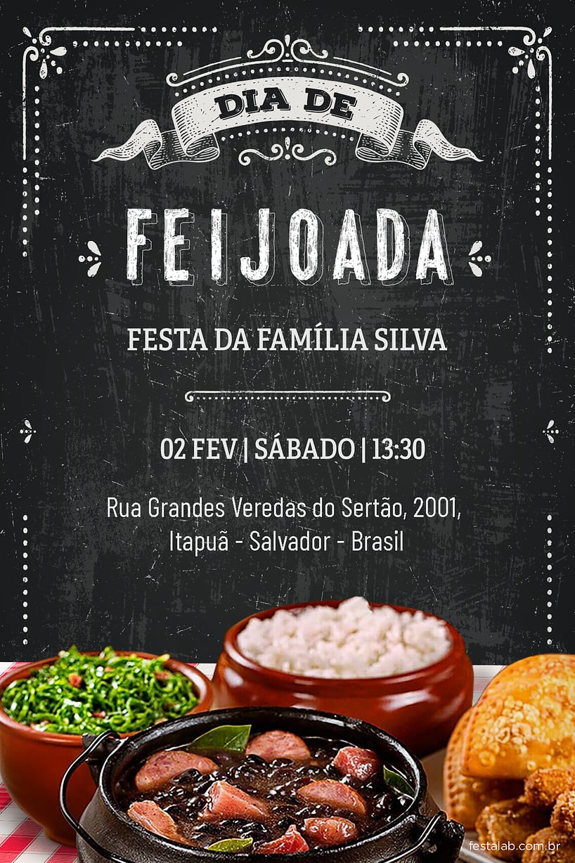 Convite de Aniversario Adulto - Feijoada