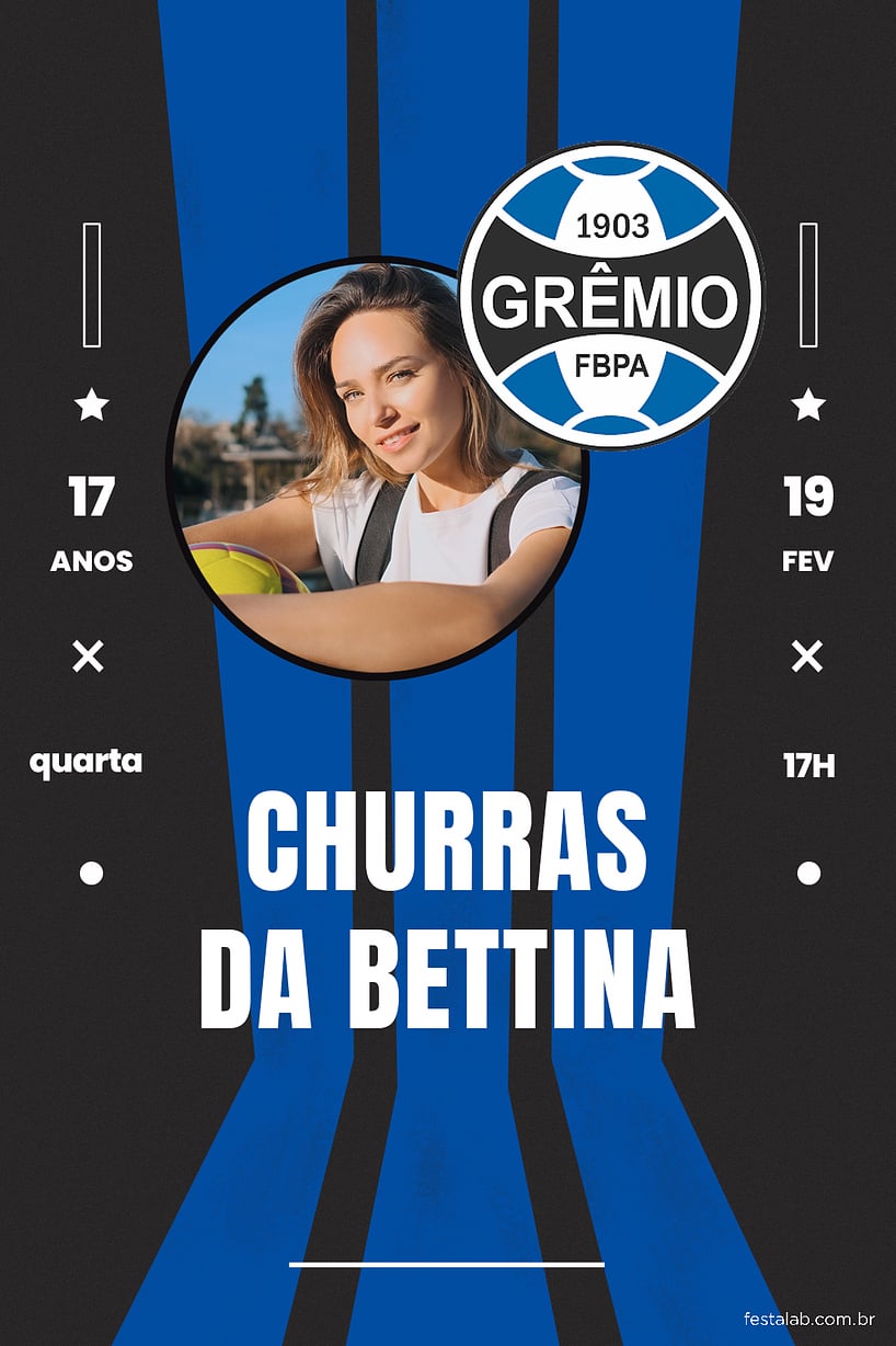 Criar convite de aniversário - Futebol Gremio| FestaLab