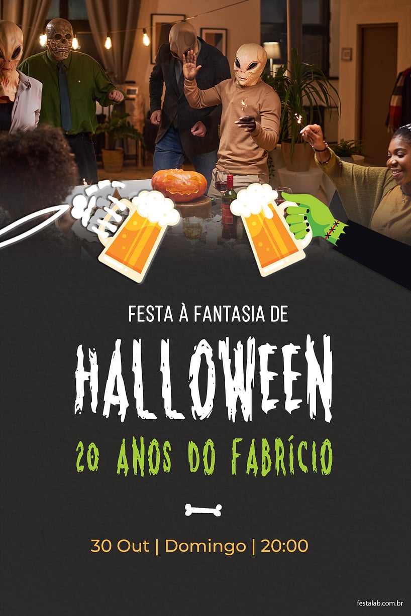 Convite de Aniversario Adulto - Halloween entre amigos