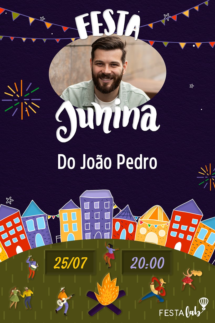 Convite de Aniversario Adulto - Noite de Festa Junina