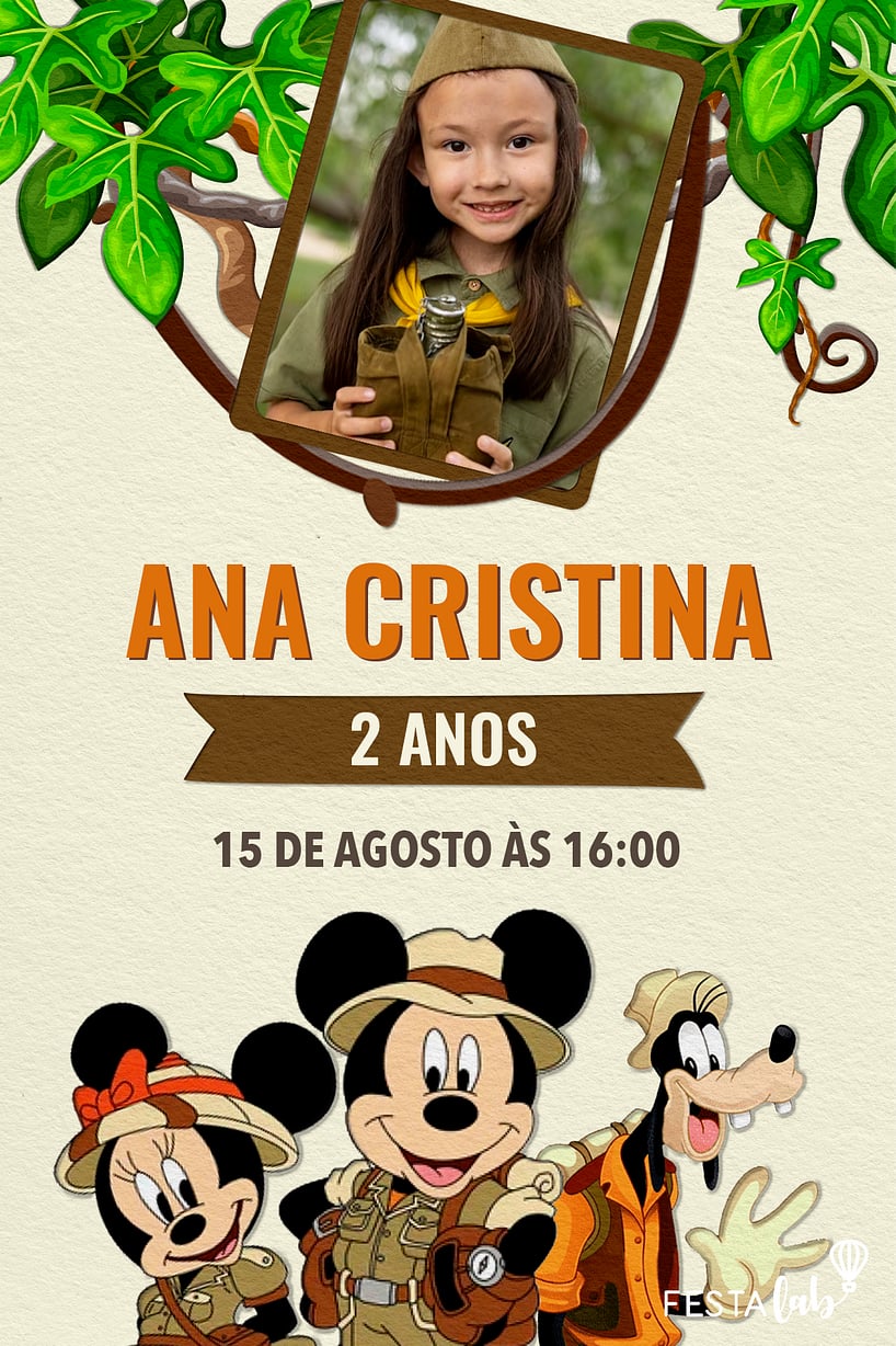 Convite de Aniversario - Aventura do Mickey