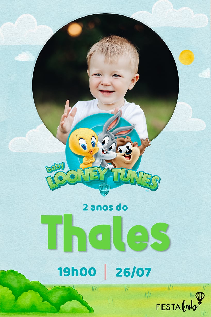 Criar convite de aniversário - Baby Looney Tunes| FestaLab