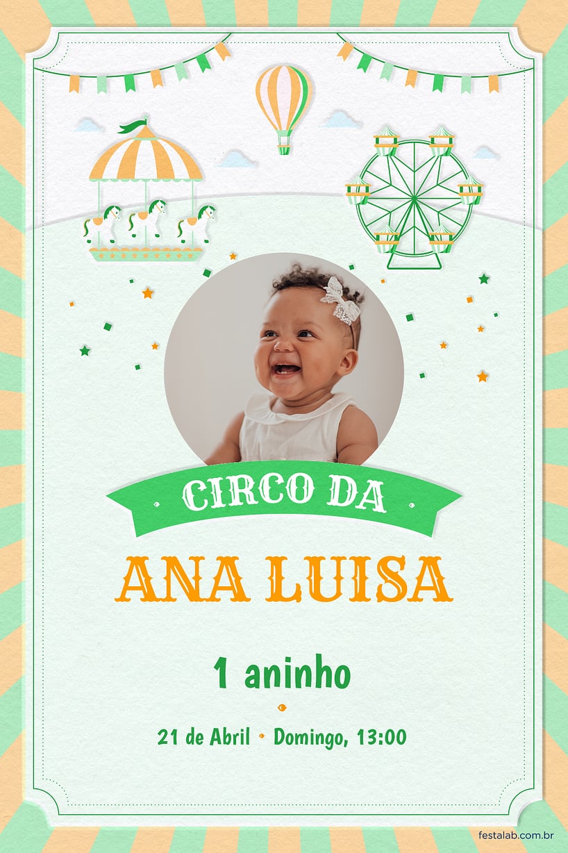 Criar convite de aniversário - Circo Verde| FestaLab