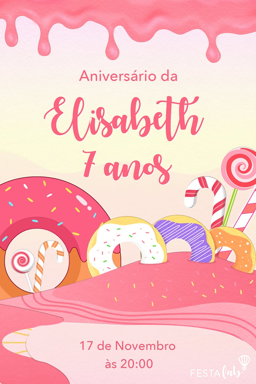 Criar convite de aniversário - Doces| FestaLab