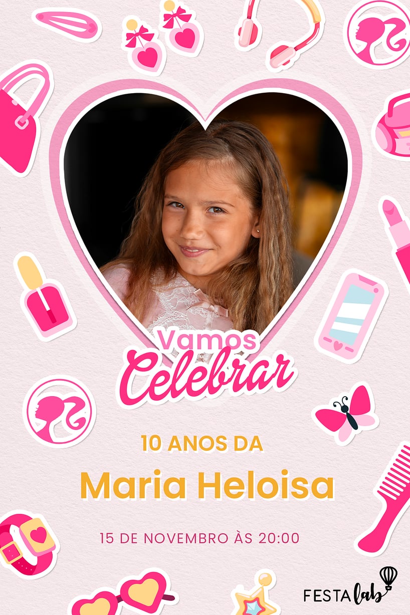 Criar convite de aniversário - Fashion da Barbie| FestaLab