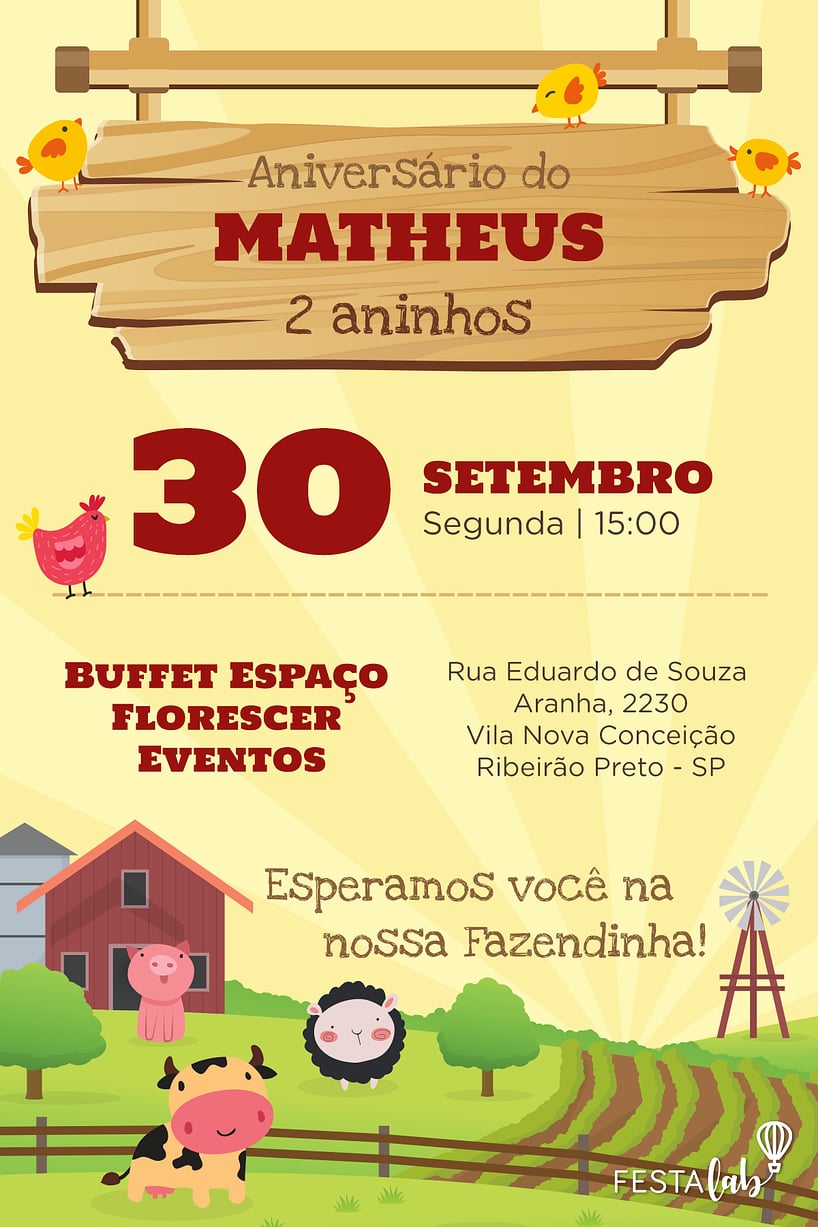 Convite de Aniversario - Fazendinha