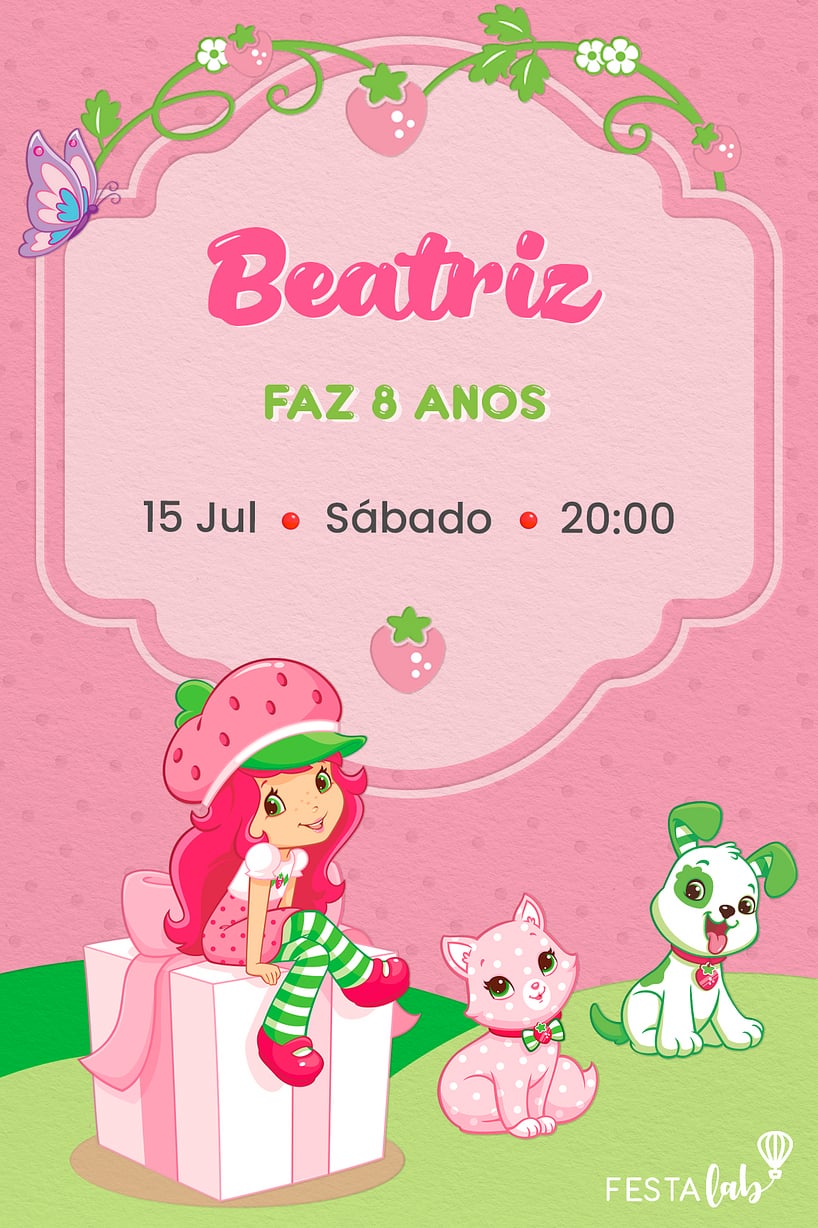 Convite de Aniversario - Festa da Moranguinho