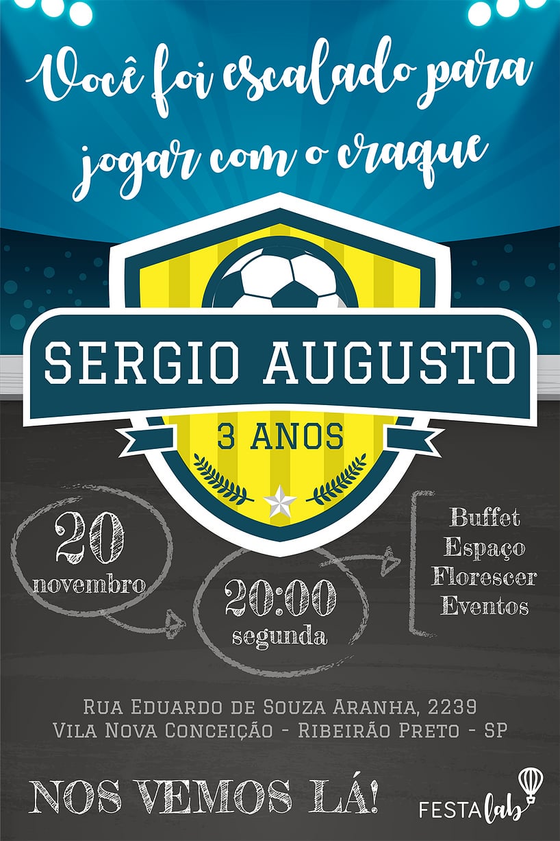 Criar convite de aniversário - Futebol| FestaLab