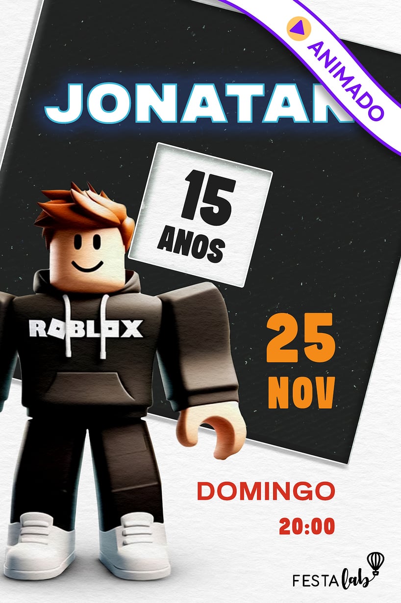 Convite de Aniversario - Garoto Roblox