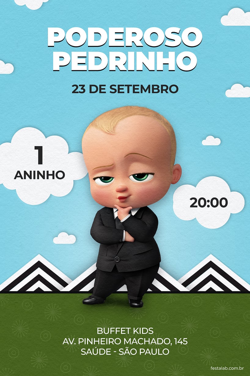 Convite de Aniversario - O Poderoso Chefinho Azul