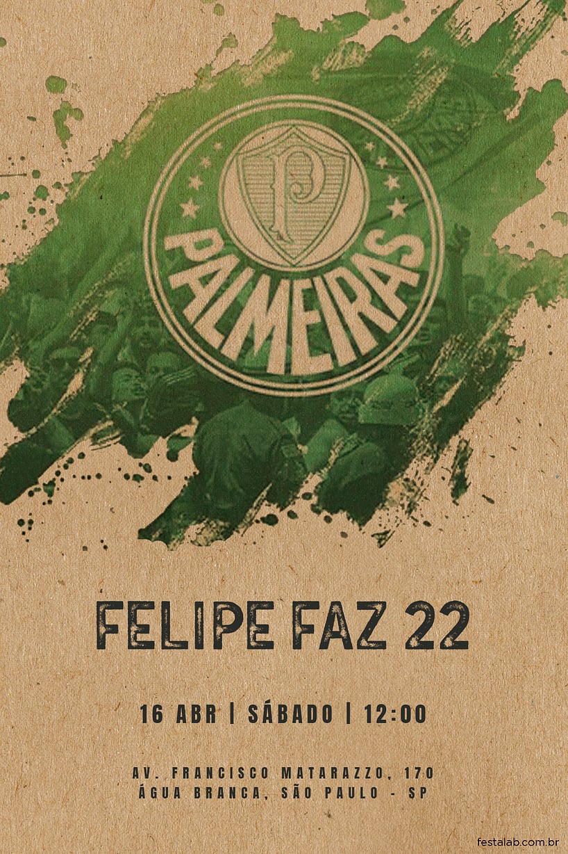 Criar convite de aniversário - Palmeiras| FestaLab