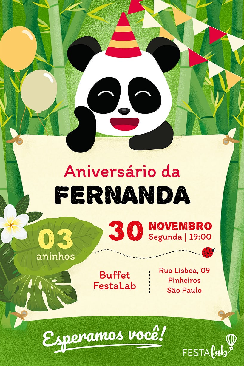 Convite de Aniversario - Festinha do Panda