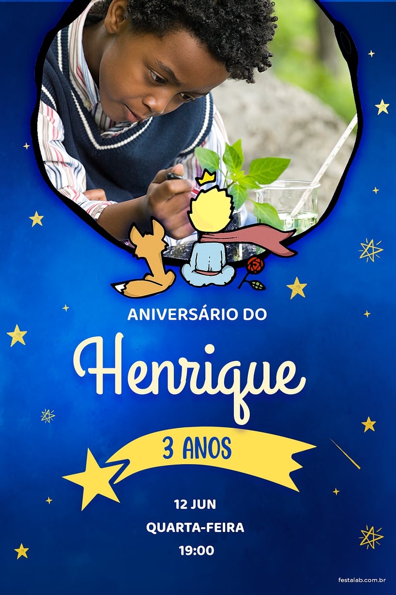 Convite de Aniversario - O Pequeno Principe e a Raposa