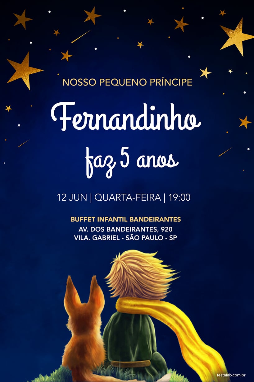 Convite de Aniversario - No Reino das Estrelas