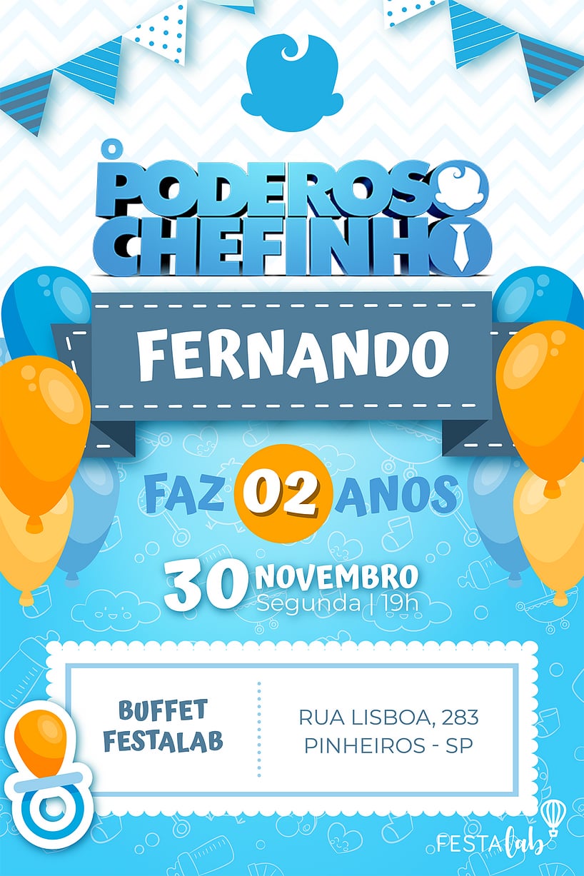 Convite de Aniversario - O Chefinho Chegou