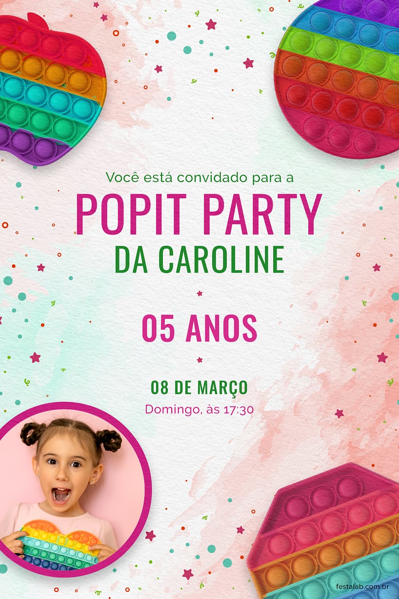 Criar convite de aniversário - Pop It party vermelho| FestaLab