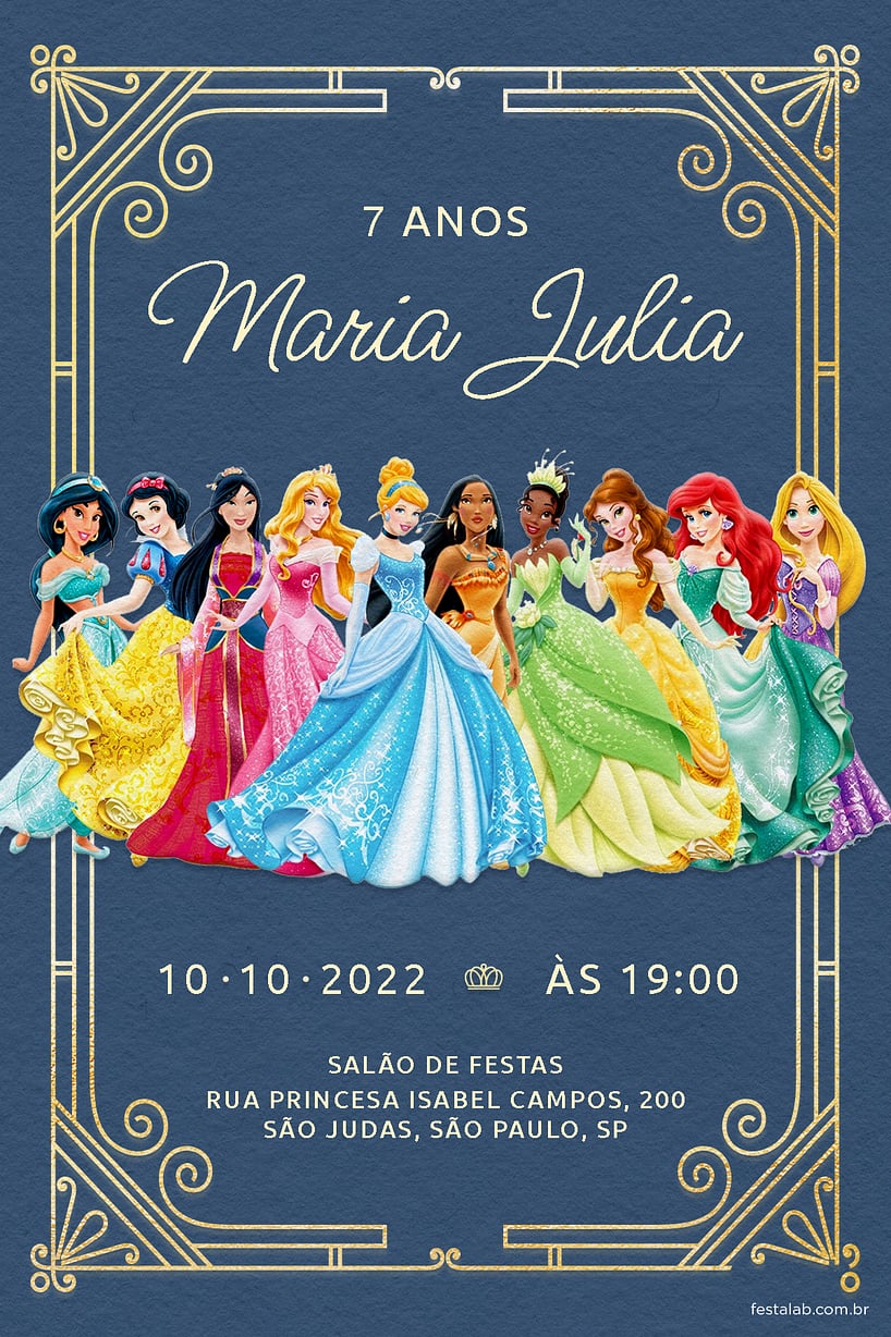 Convite de Aniversario - Princesas