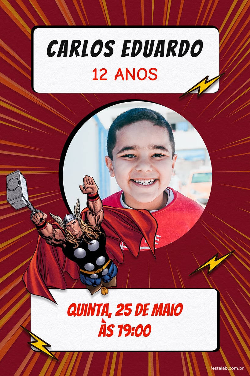 Criar convite de aniversário - Thor| FestaLab