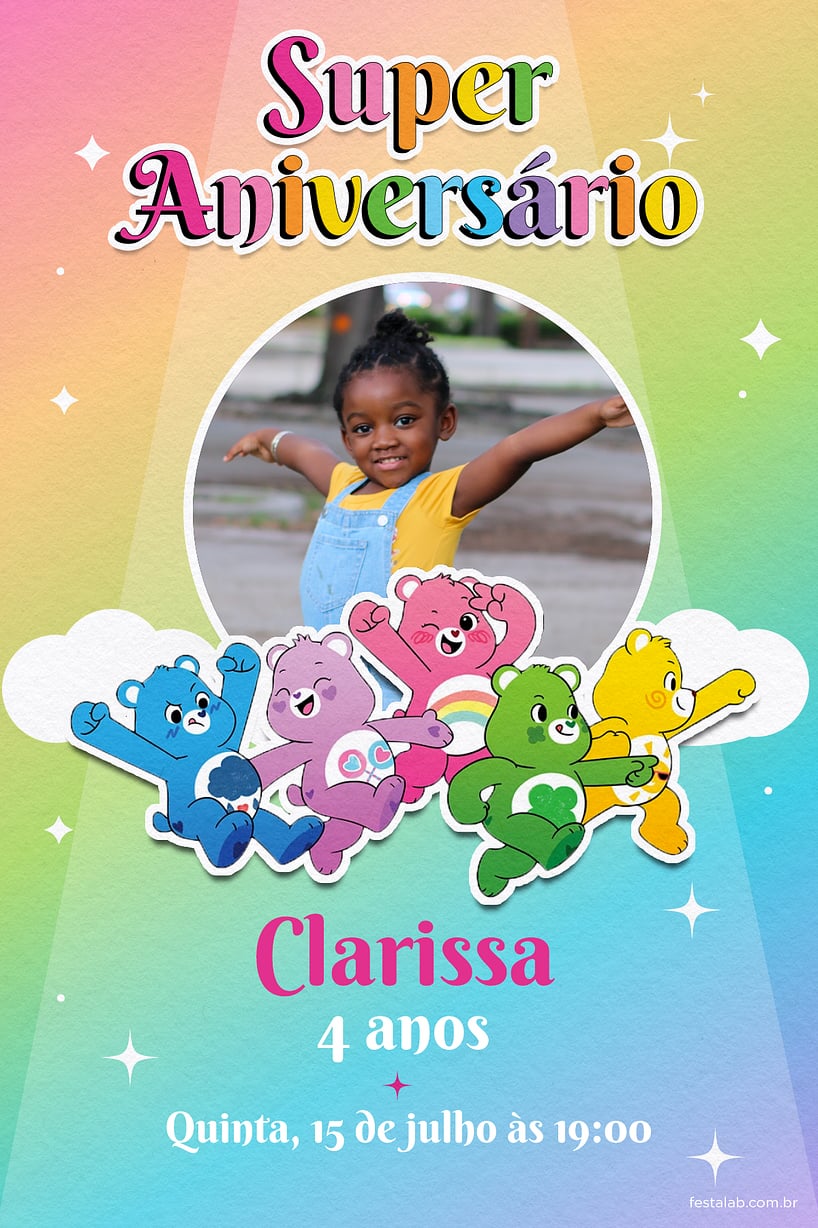 Criar convite de aniversário - Ursinhos carinhosos candy| FestaLab