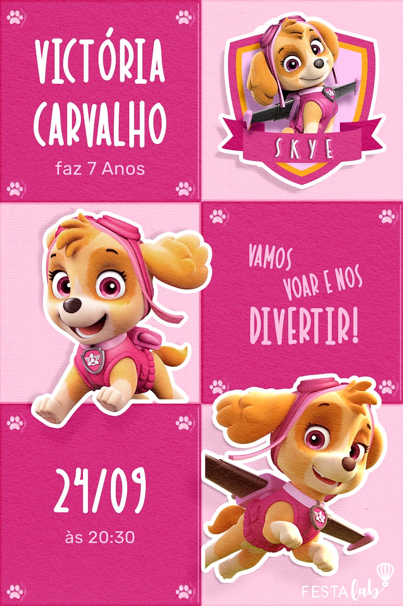 Convite de Aniversario - Voe com Skye