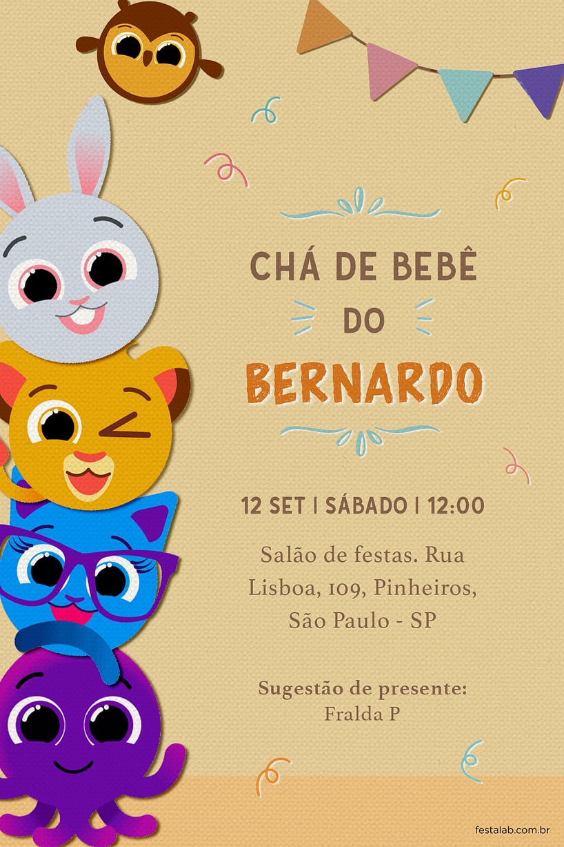 Criar convite de Chá de bebê - Bolofofos Surpresa| FestaLab