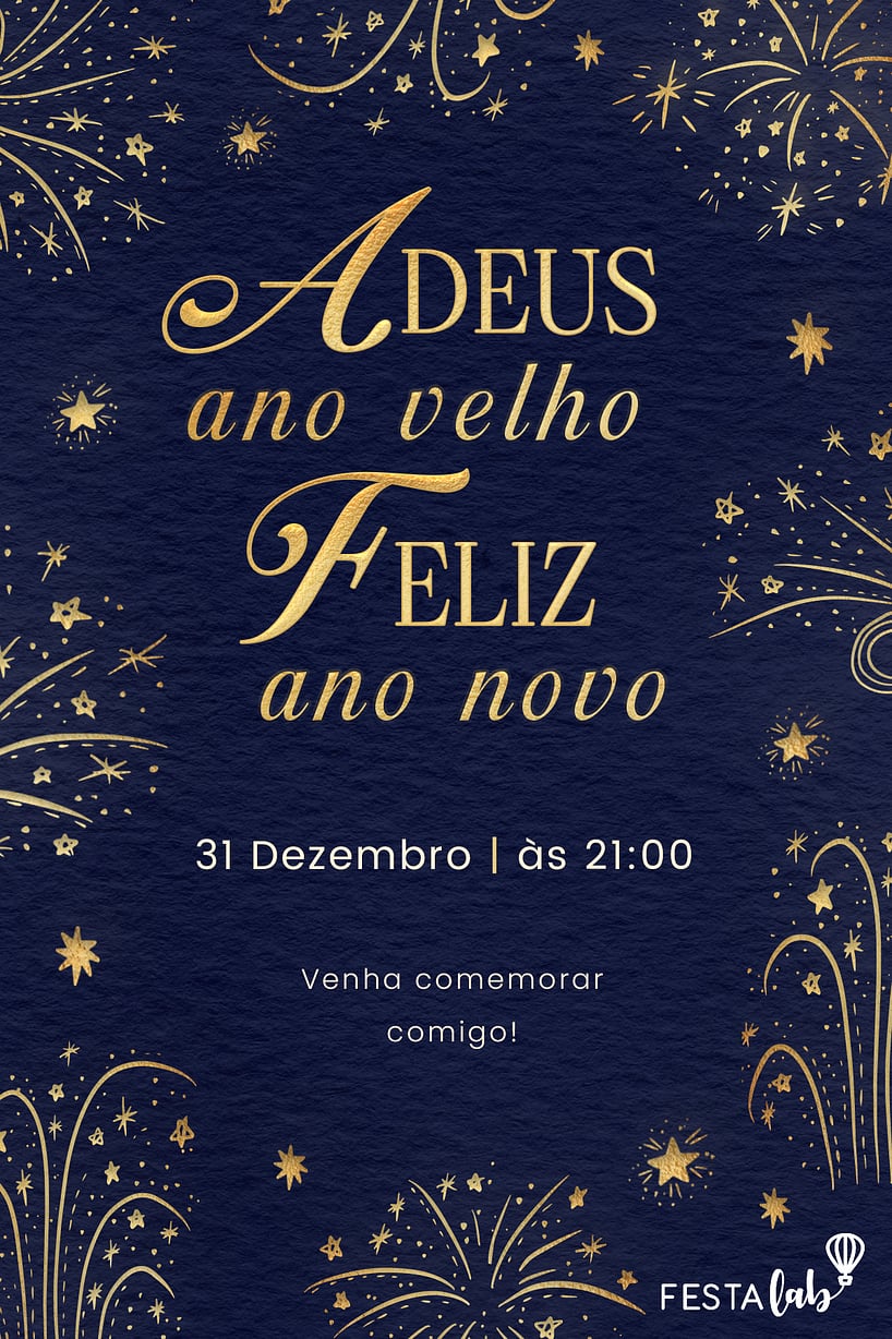Criar convite de Ocasiões especiais - Adeus Ano Velho| FestaLab
