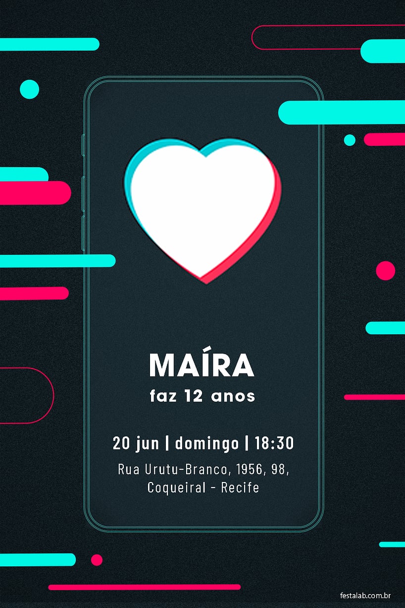 Criar convite de Ocasiões especiais - TikTok Cel| FestaLab