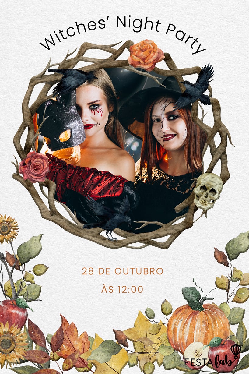 Criar convite de Ocasiões especiais - Witches' Night| FestaLab