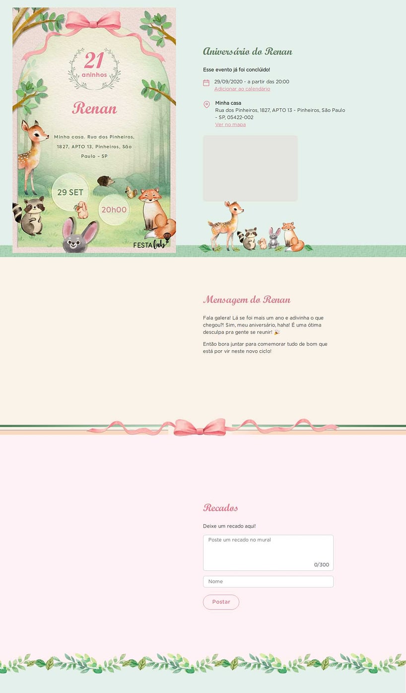 Convite online de aniversário - Festa No Bosque Encantado| FestaLab