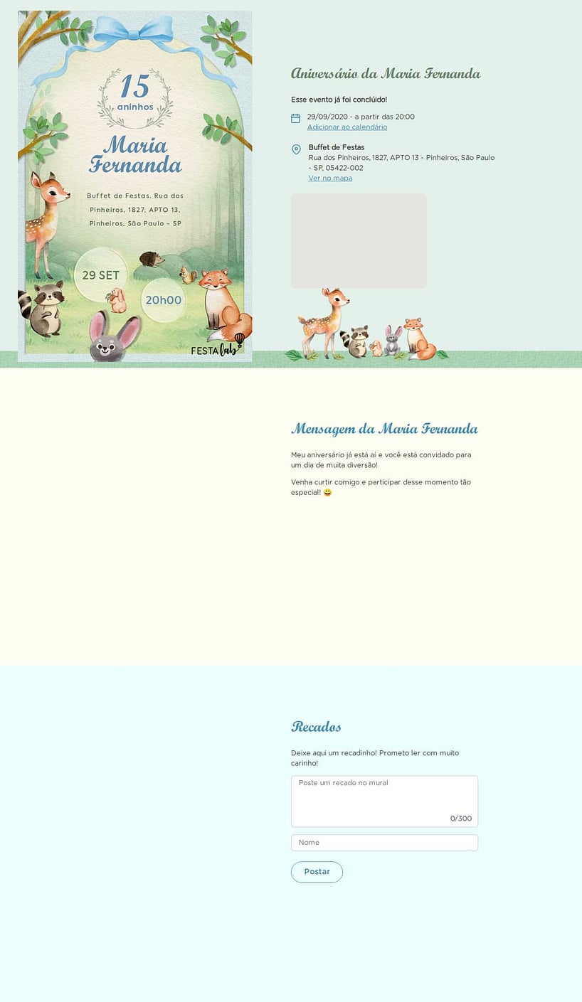 Convite online de aniversário - Festa No Bosque Encantado Azul| FestaLab