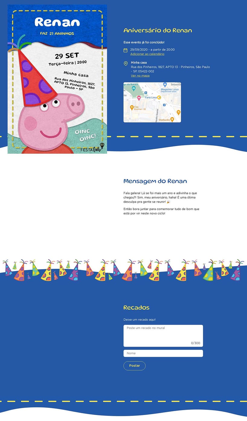 Vibe de Aniversario - Pequena peppa pig azul