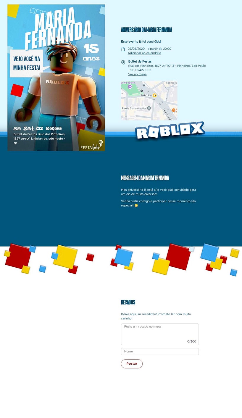 Vibe de Aniversario - Roblox em festa azul